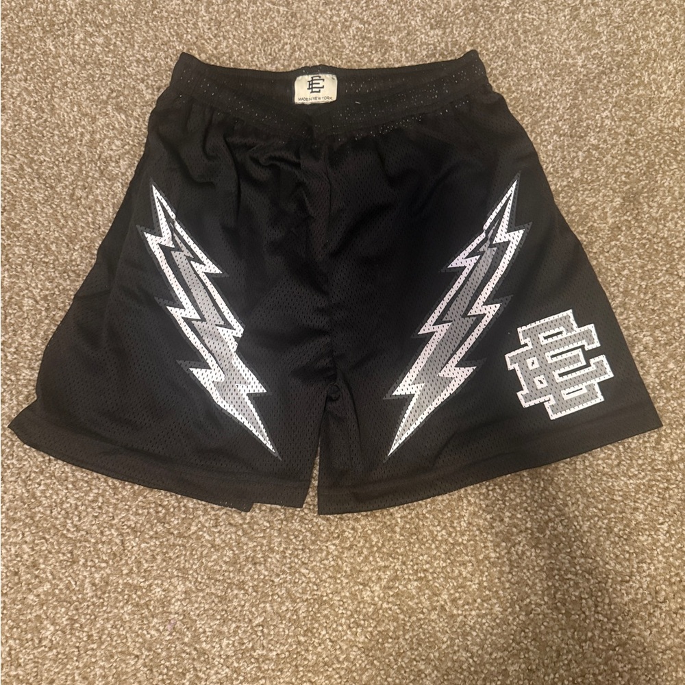 Eric Emmanuel Shorts Black and White Bolts